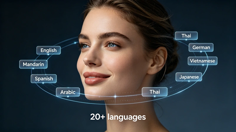 AI lip-sync localization technology matching facial movements with multilingual dialogue for global video distribution.